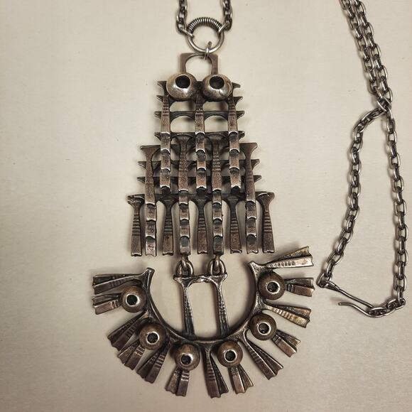 Rare Vintage‎ Pentti Sarpaneva Brutalist 830 Silver "Owl Pendant" Necklace - Picture 2 of 16